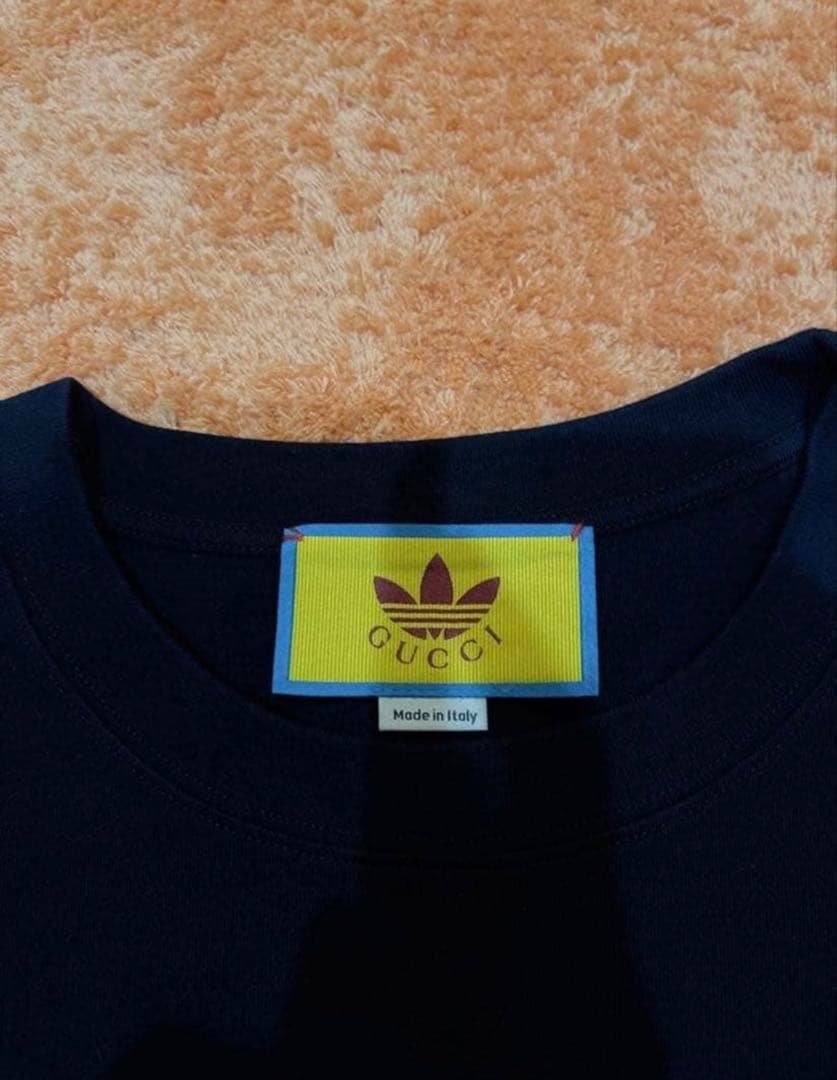 【限定コラボ】 グッチ アディダス フロントロゴ バック プリント 半袖Tシャツ