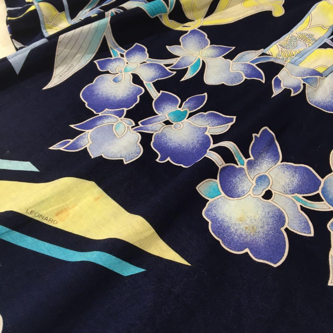 レオナール ロングワンピース【L】大きいサイズ 半袖 花柄 マキシ丈 綿100%