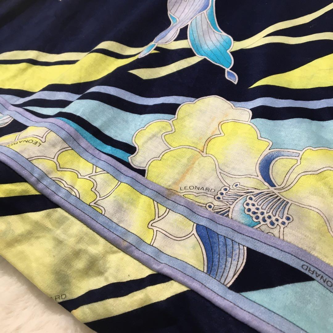 レオナール ロングワンピース【L】大きいサイズ 半袖 花柄 マキシ丈 綿100%