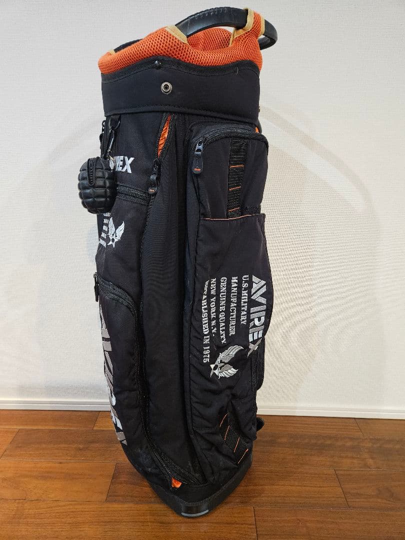 AVIREX キャディバッグ ブラック　アイアンカバー　手榴弾型ボール入れ付き