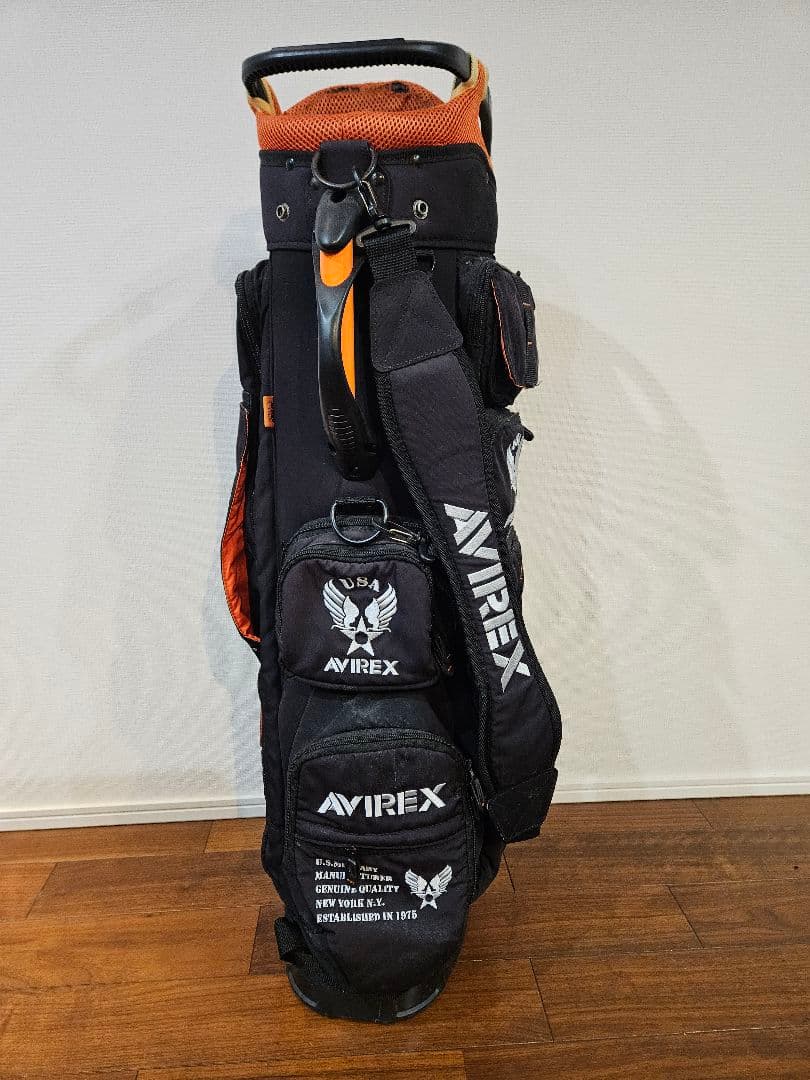 AVIREX キャディバッグ ブラック　アイアンカバー　手榴弾型ボール入れ付き