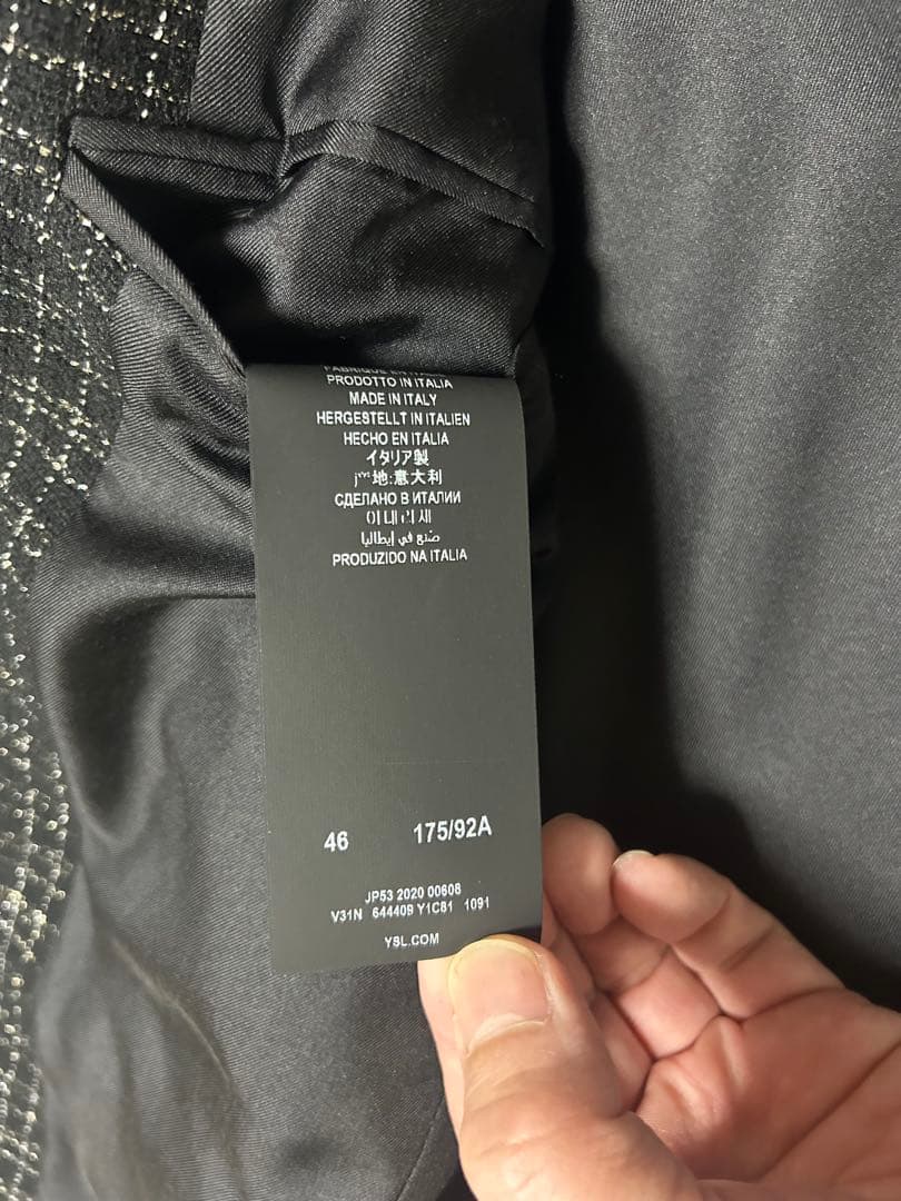 新品未使用　サンローラン　ツイード　ジャケット　46 黒