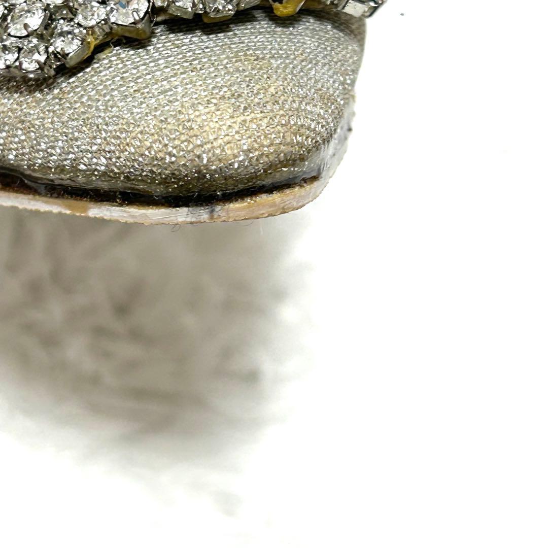 ✨正規品✨ マノロブラニク ハンギシ シルバー ビジュー グリッター フラット