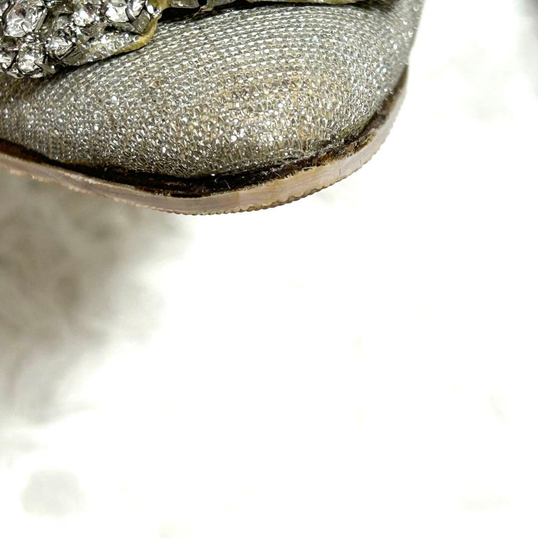 ✨正規品✨ マノロブラニク ハンギシ シルバー ビジュー グリッター フラット