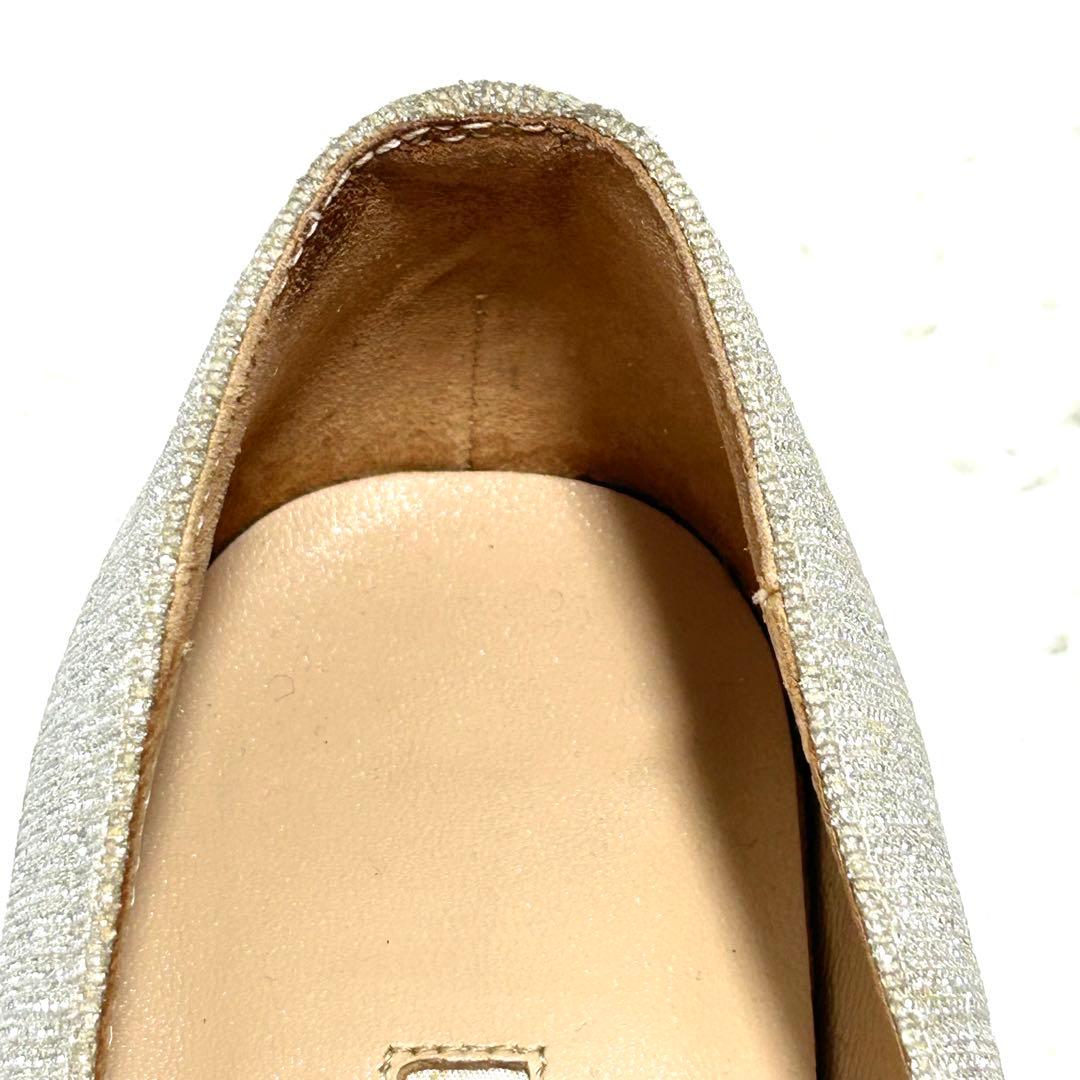 ✨正規品✨ マノロブラニク ハンギシ シルバー ビジュー グリッター フラット