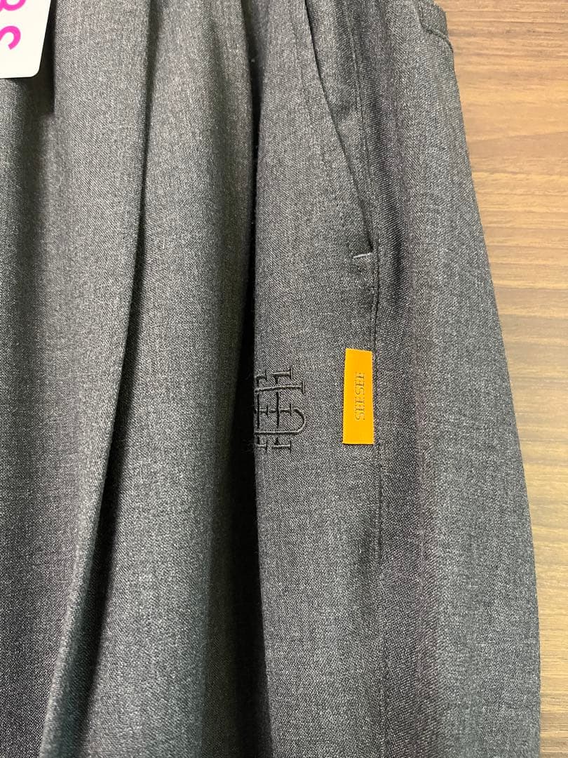 L チャコール SEE SEE WOOL WIDE SLACKS ウール sfc