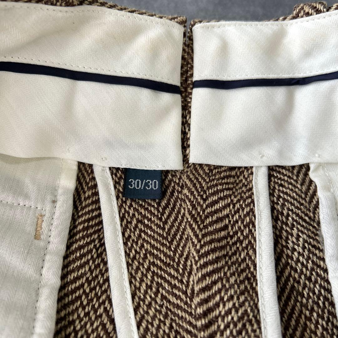 ラルフローレン　シルク　リネン　スラックス　ツイード　ヘリンボーン