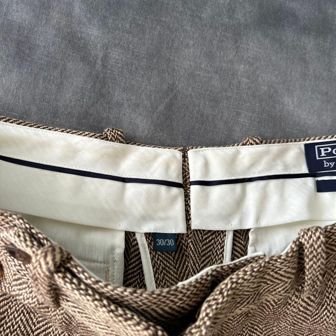 ラルフローレン　シルク　リネン　スラックス　ツイード　ヘリンボーン