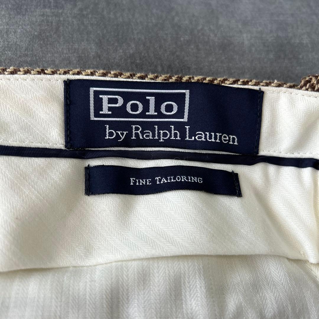 ラルフローレン　シルク　リネン　スラックス　ツイード　ヘリンボーン