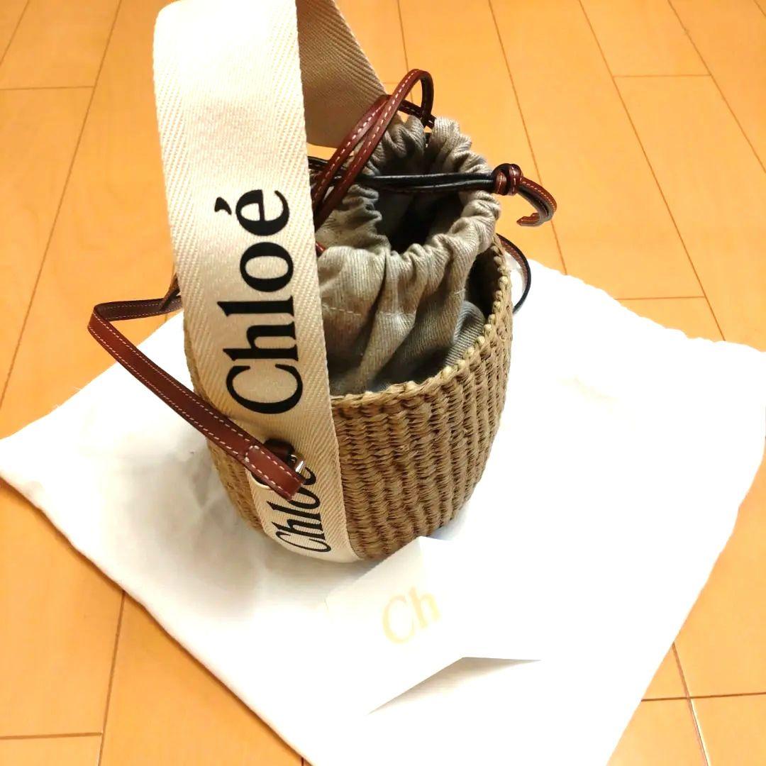 ✩クロエ/CHLOE woody スモールバスケットバック ホワイト形綺麗