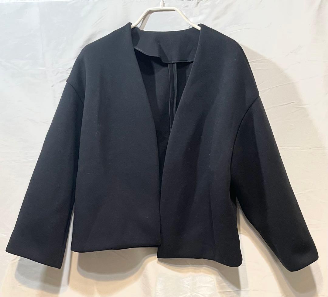 セール中Plage ブラック ノーカラージャケット　きれいめ　シンプル　初秋冬