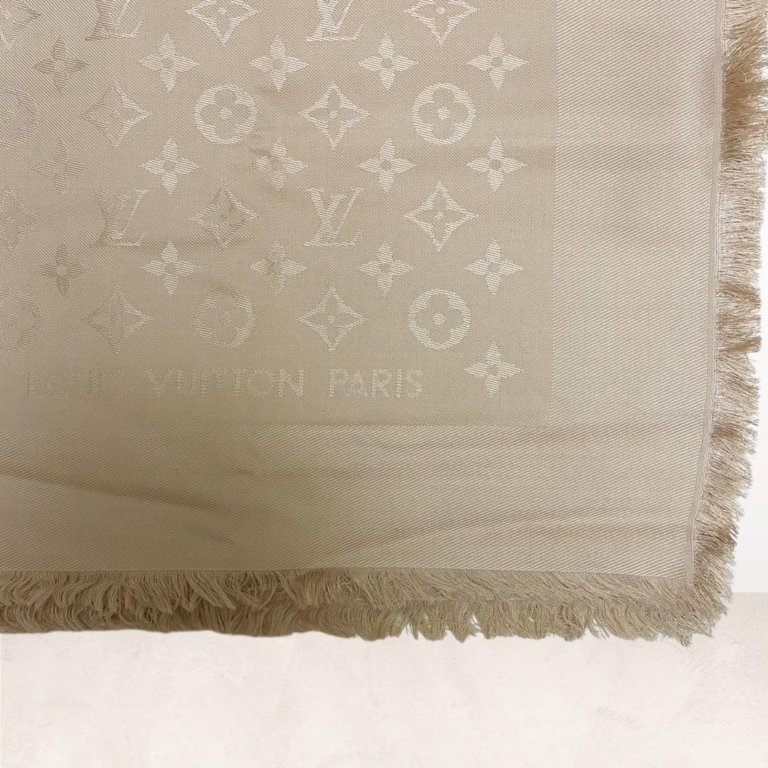 箱付き/美品✨ルイヴィトン 大判 ストール モノグラム シルク60% ベージュ