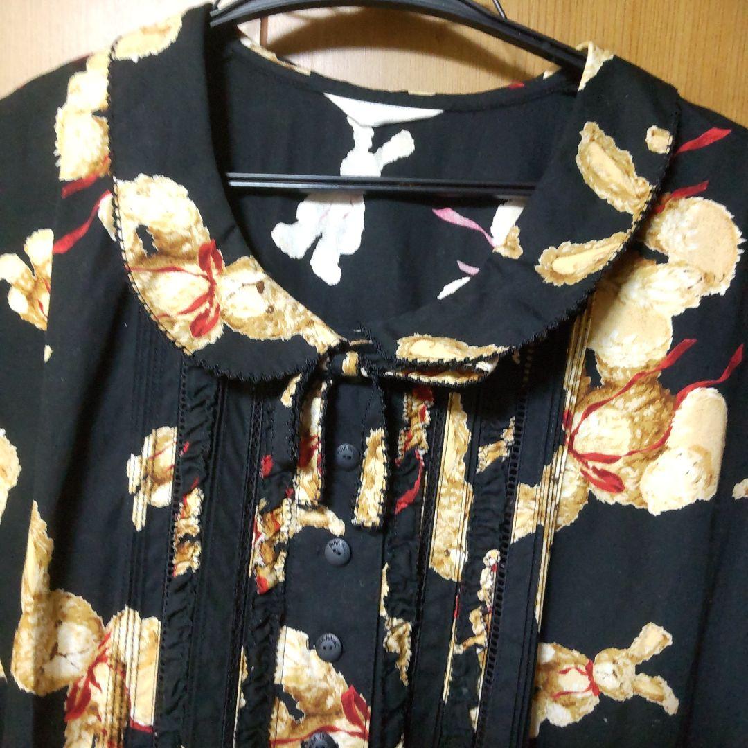 美品ピンクハウス　ぬいぐるみうさぎプリントワンピース