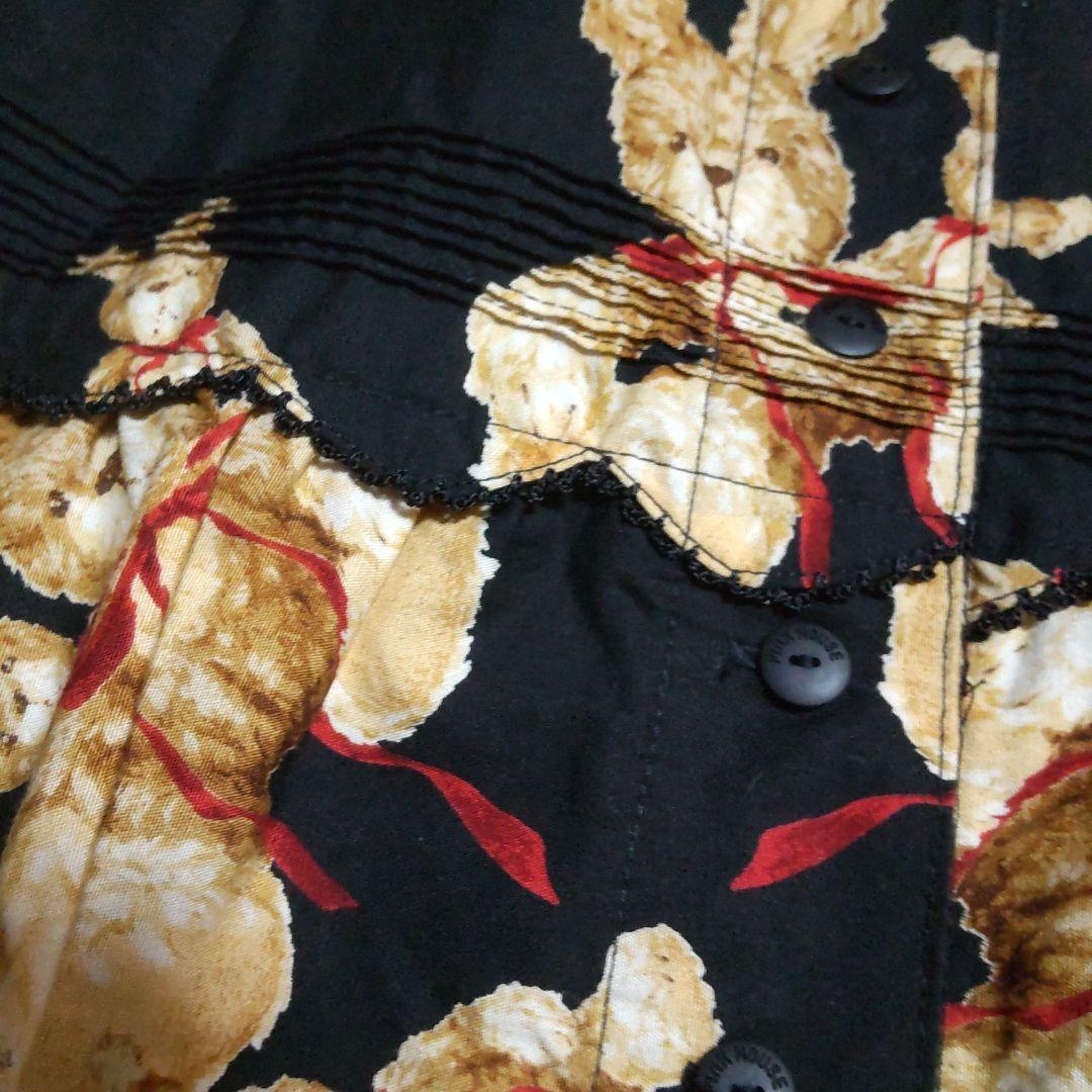 美品ピンクハウス　ぬいぐるみうさぎプリントワンピース