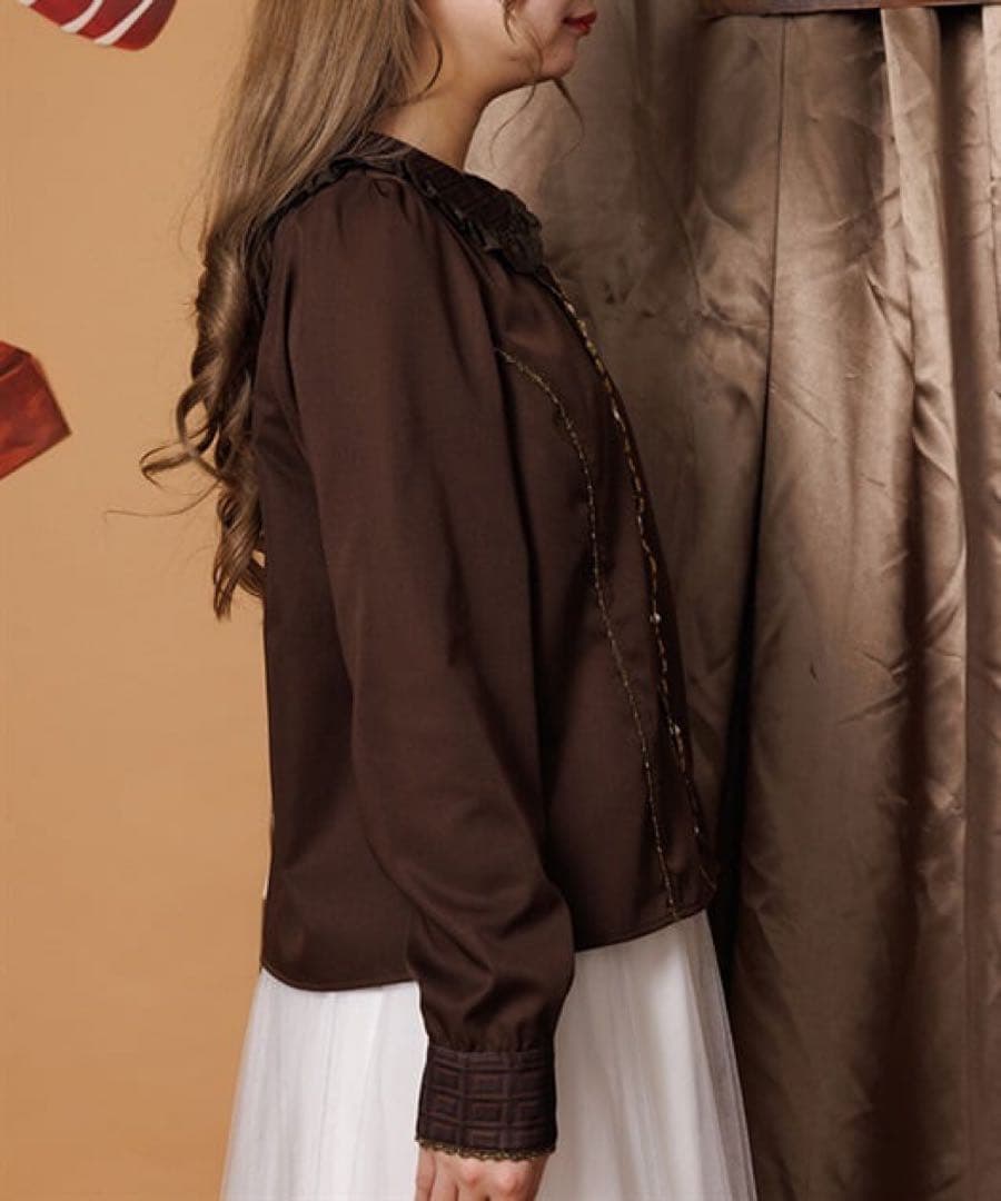 新品タグ付き✴︎シャルミエール　チョコレート柄衿ブラウス