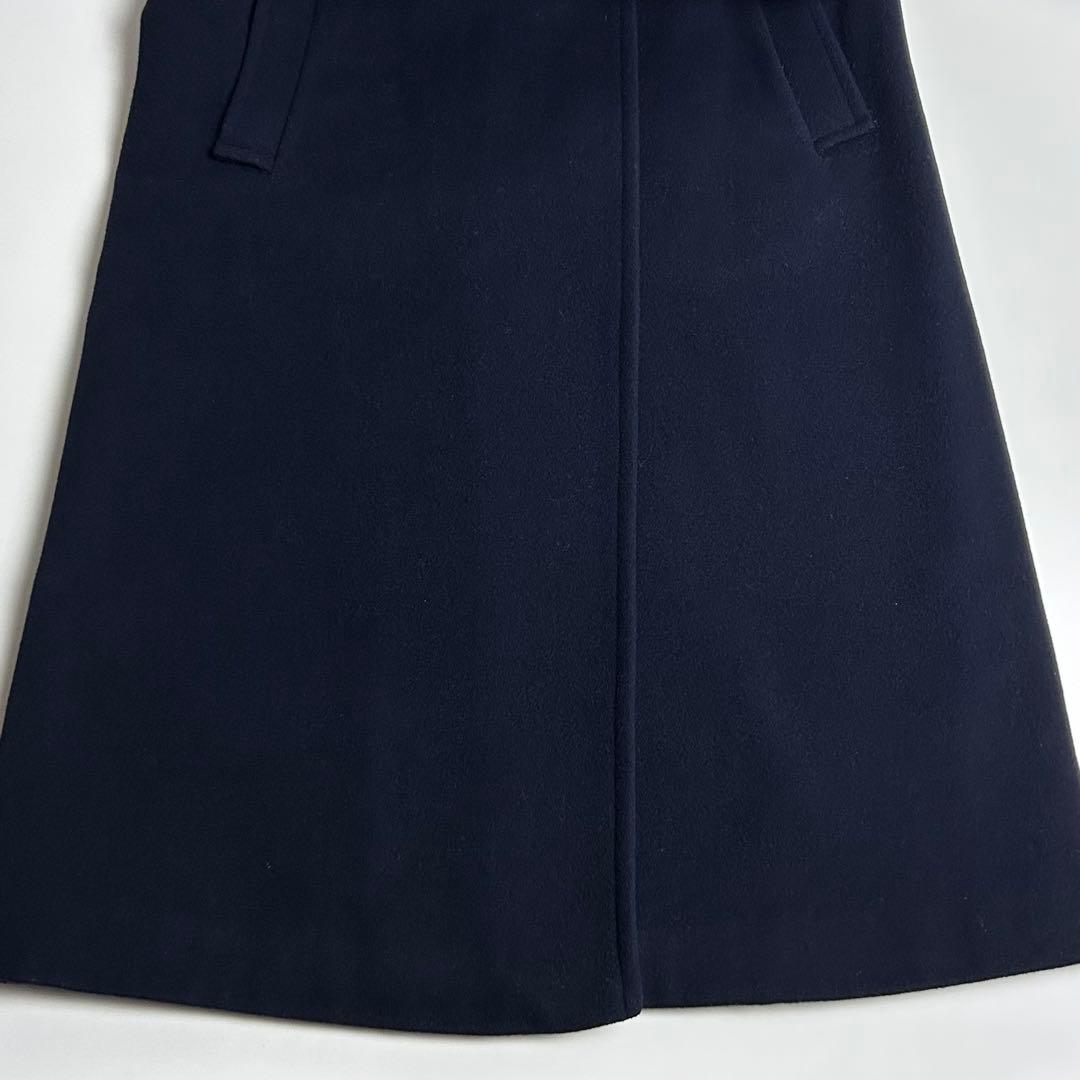 90s【美品】バーバリーズ/ダブルボタンフーデッドロングコート/ネイビー/40号