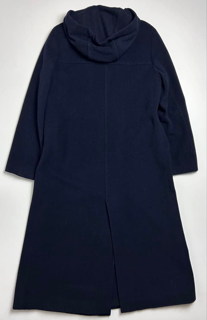 90s【美品】バーバリーズ/ダブルボタンフーデッドロングコート/ネイビー/40号