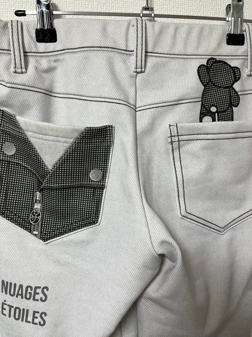 castelbajac デニム風ストレッチパンツ　クマ　S