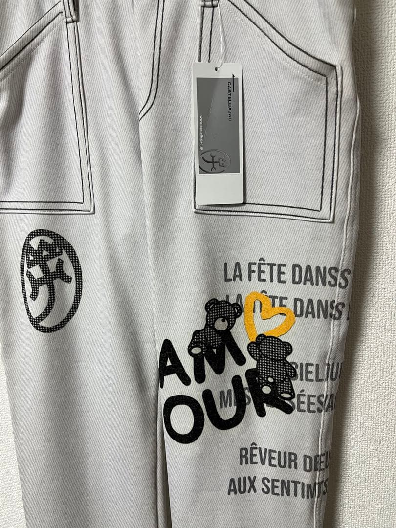 castelbajac デニム風ストレッチパンツ　クマ　S