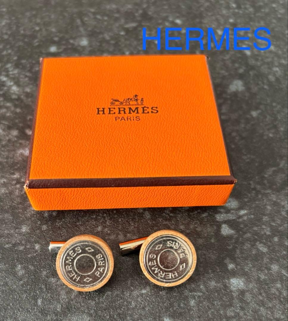 HERMES カフリンクス シルバー/ウッド(箱付き)