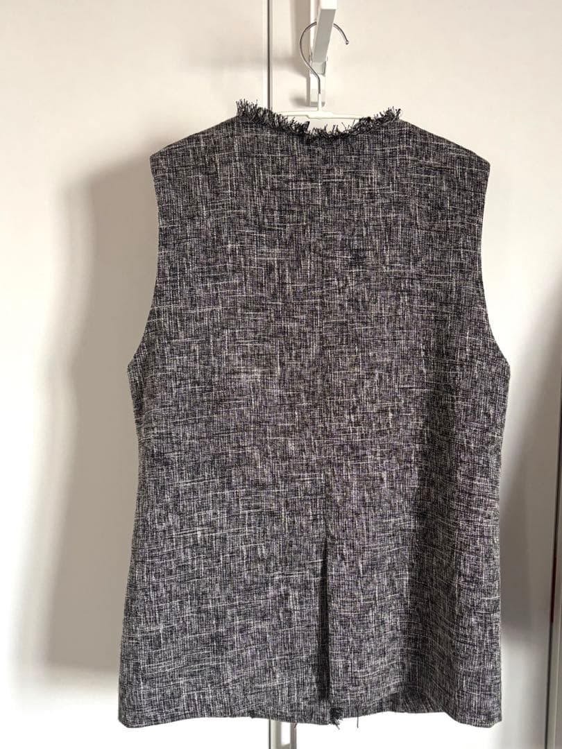 美品【25SS】Spick and Span ツイードフリンジベスト★ブラック