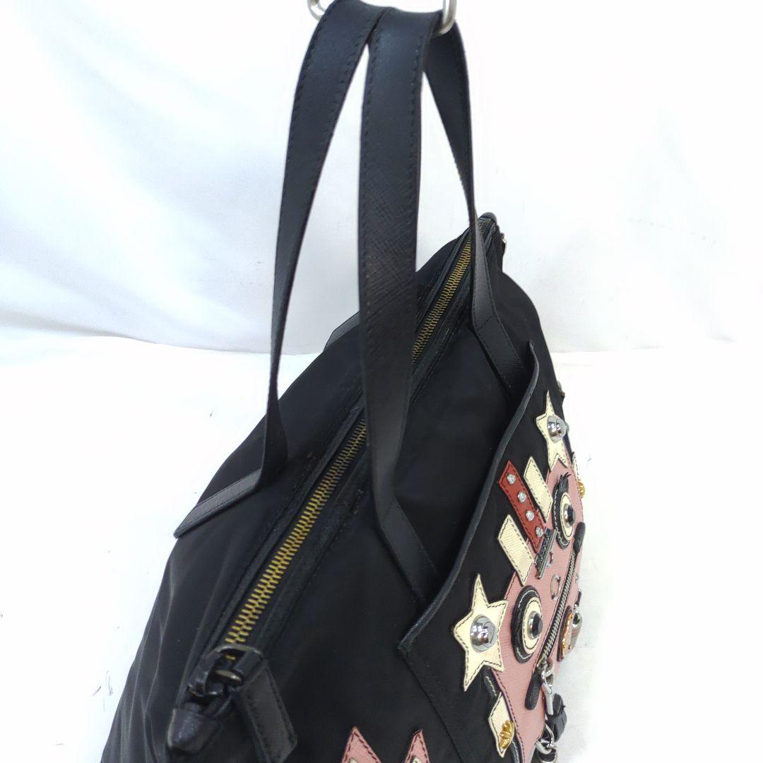 【美品】プラダ トートバッグ 2way サフィアーノ×ナイロン 黒 1BG061