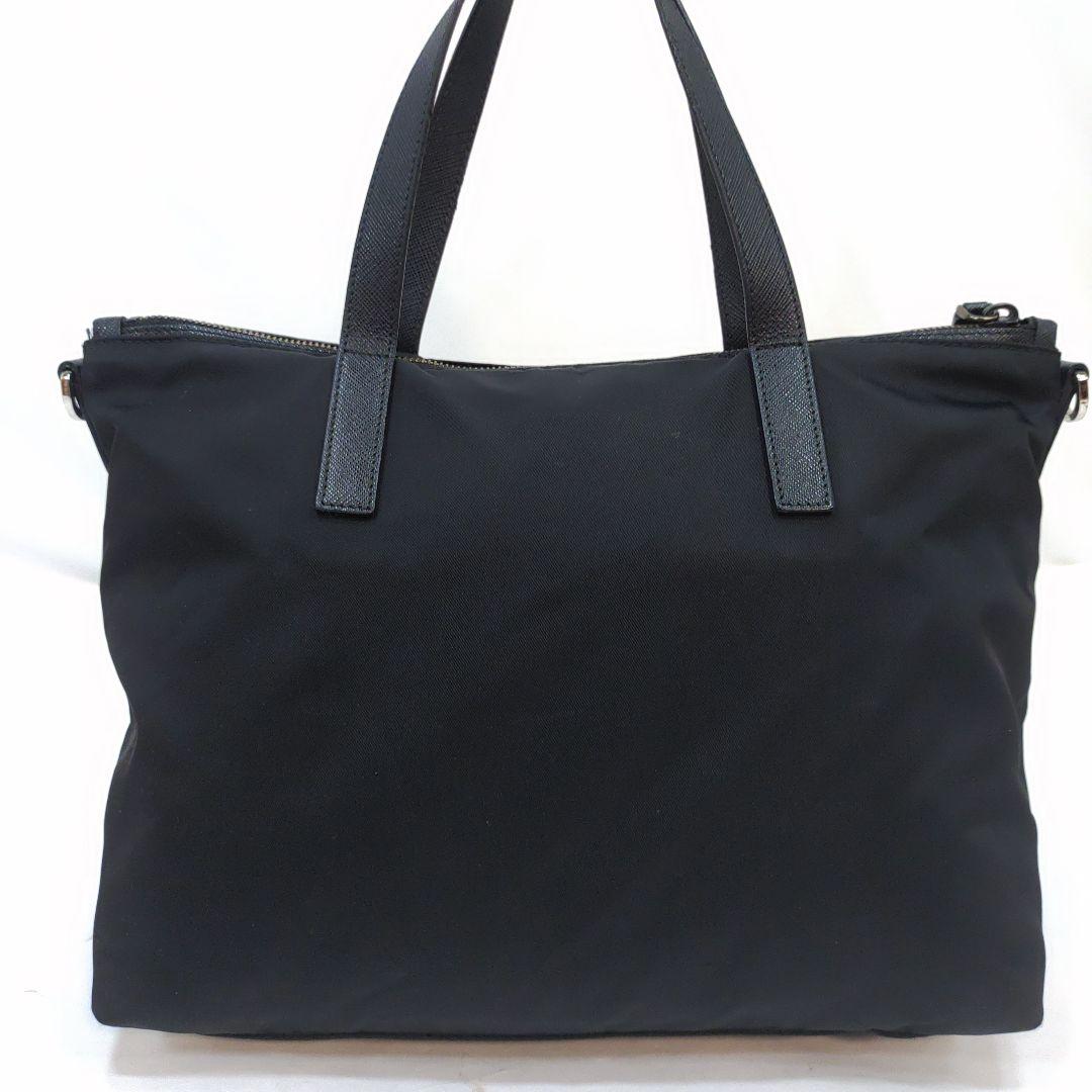 【美品】プラダ トートバッグ 2way サフィアーノ×ナイロン 黒 1BG061