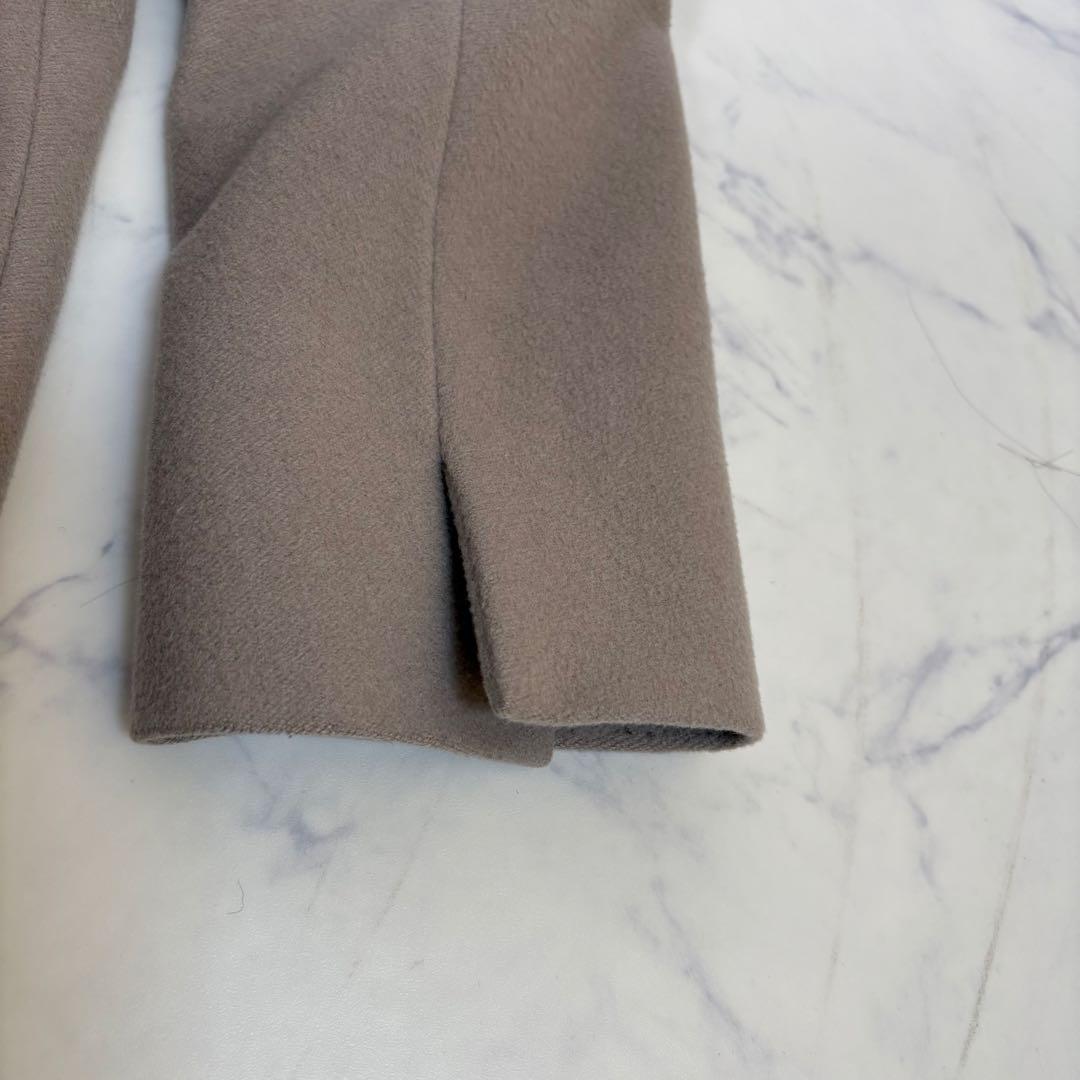 美品 23区 アンゴラ混 ビーバーダブルコート フード ベージュ38