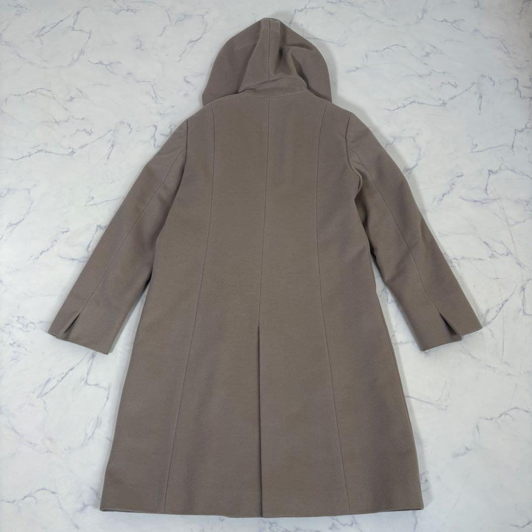 美品 23区 アンゴラ混 ビーバーダブルコート フード ベージュ38