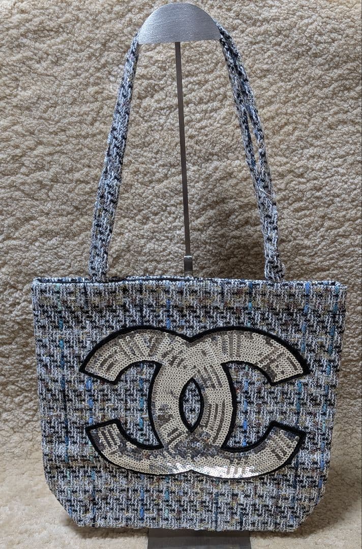 CHANEL ツイード トートバッグ スパンコール