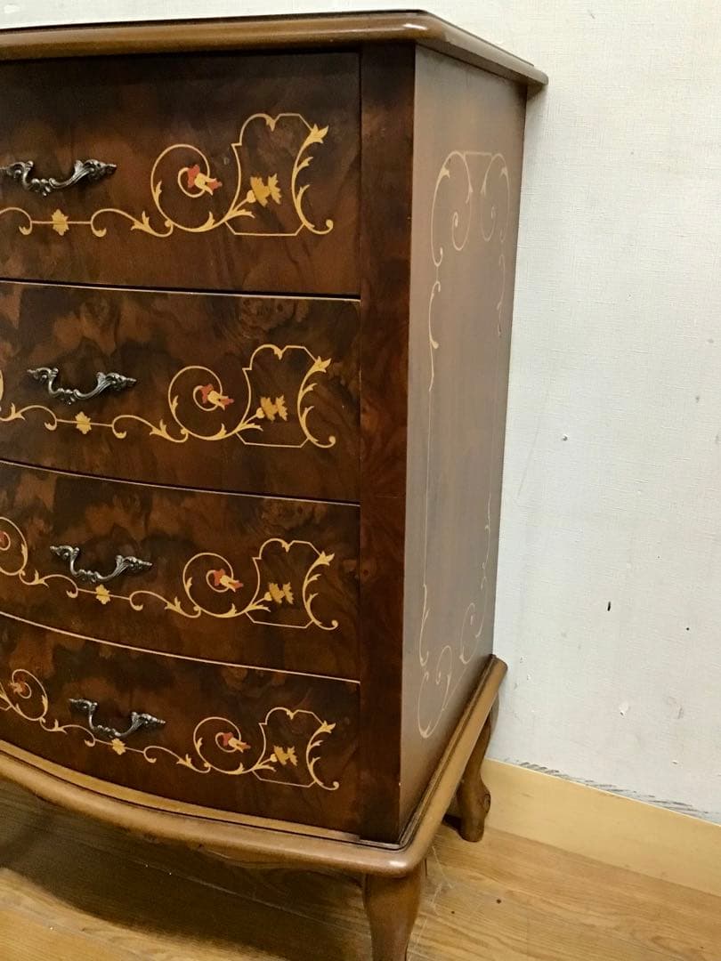 kazue☆管242☆イタリア製☆アンティーク☆象嵌細工☆4段チェスト