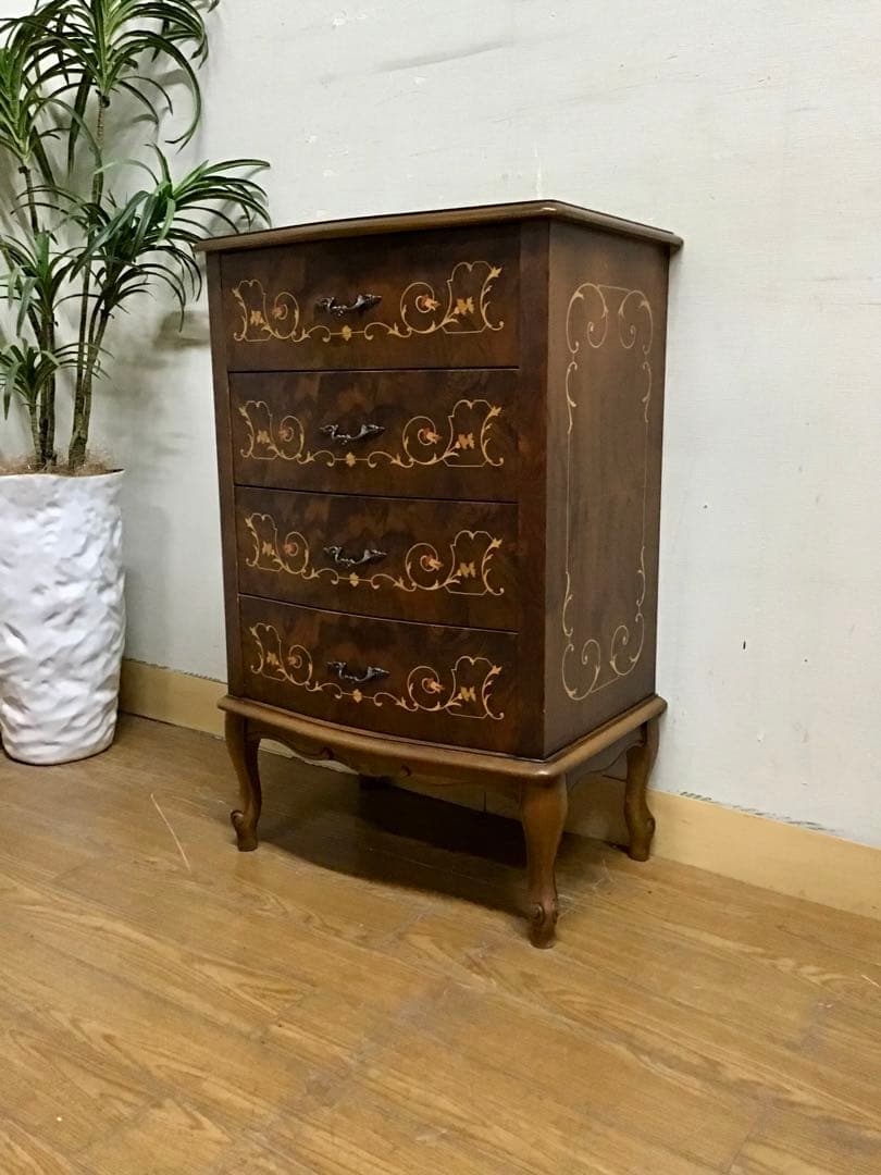 kazue☆管242☆イタリア製☆アンティーク☆象嵌細工☆4段チェスト