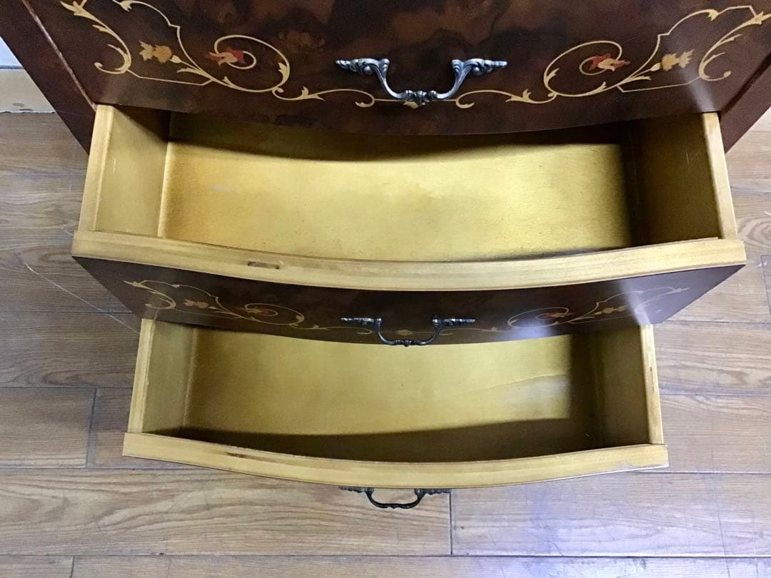 kazue☆管242☆イタリア製☆アンティーク☆象嵌細工☆4段チェスト