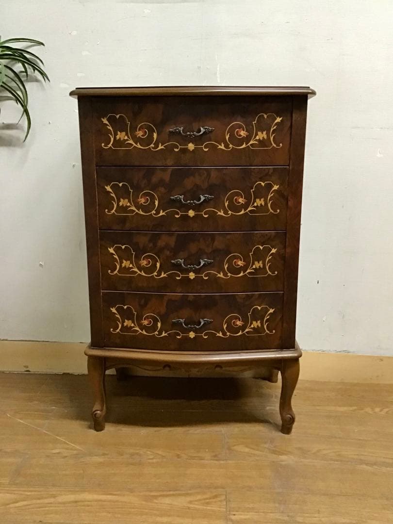kazue☆管242☆イタリア製☆アンティーク☆象嵌細工☆4段チェスト