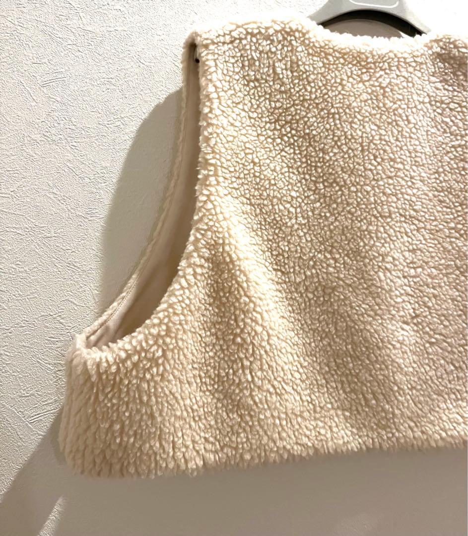 SACRA プードルファーショートベスト　ジレ　ボアベスト　美品　白