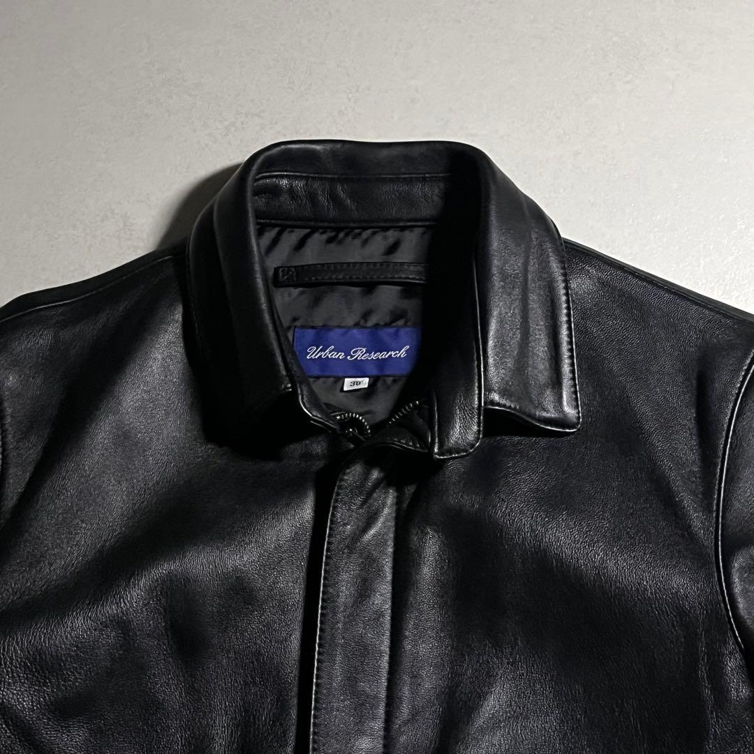 極美品【アーバンリサーチ】レザージャケット フライトジャケット 羊革 黒 A-2