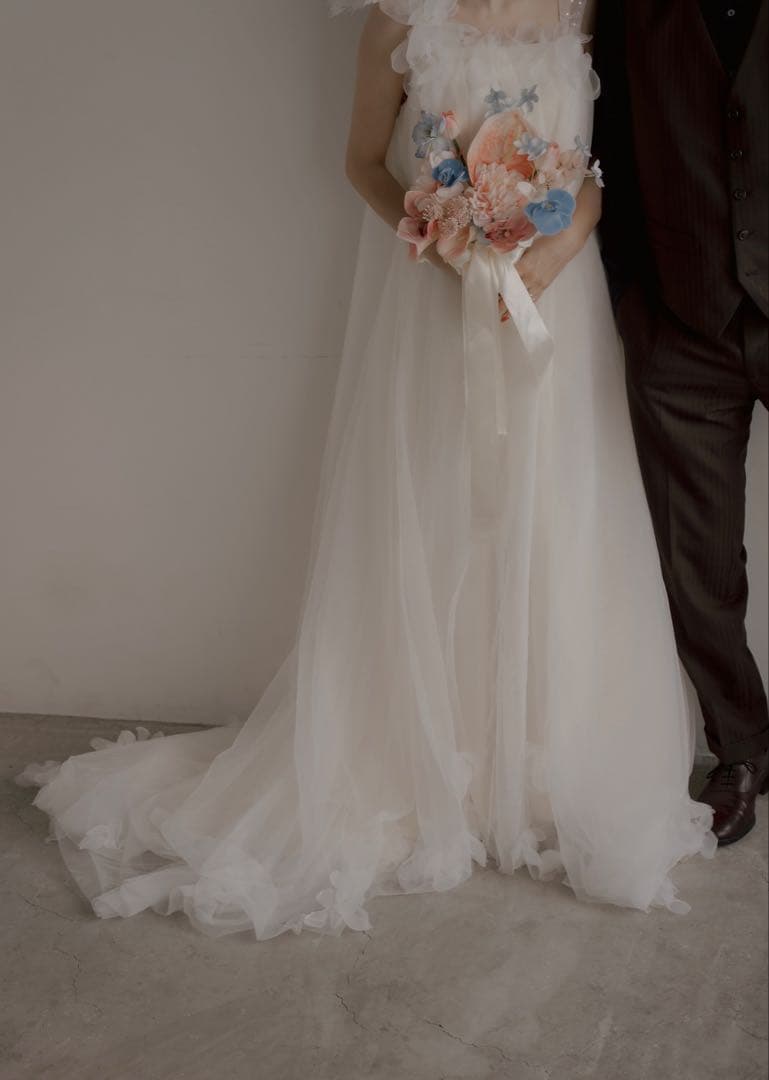 アイボリー チュール ウェディングドレス