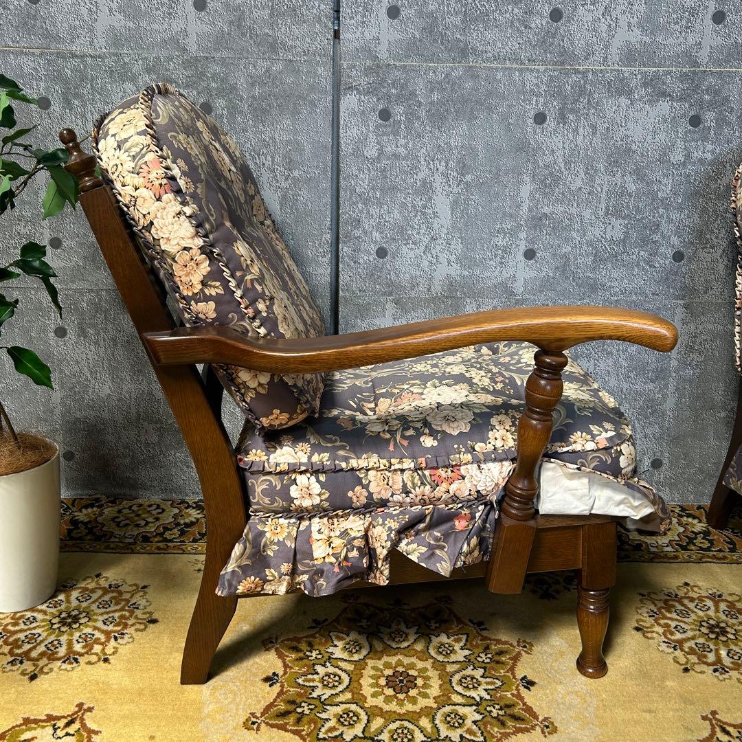 豆佳꧁飛騨産業 HIDA꧂キツツキ 穂高 3Pリビングチェア ソファ 花柄