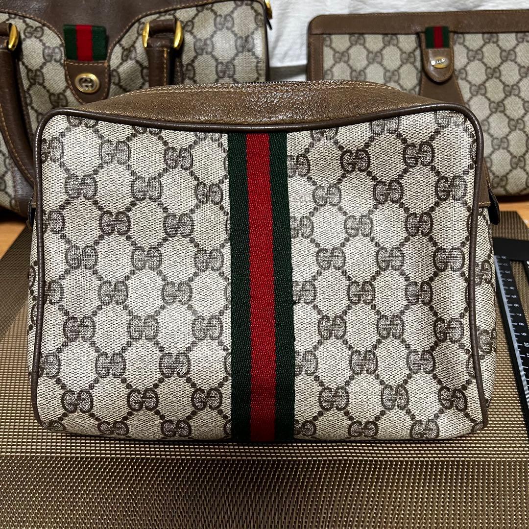 オールドグッチGUCCI ヴィンテージ　GGキャンバスクラッチバッグ　ファスナー