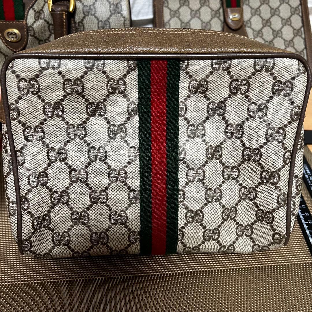 オールドグッチGUCCI ヴィンテージ　GGキャンバスクラッチバッグ　ファスナー