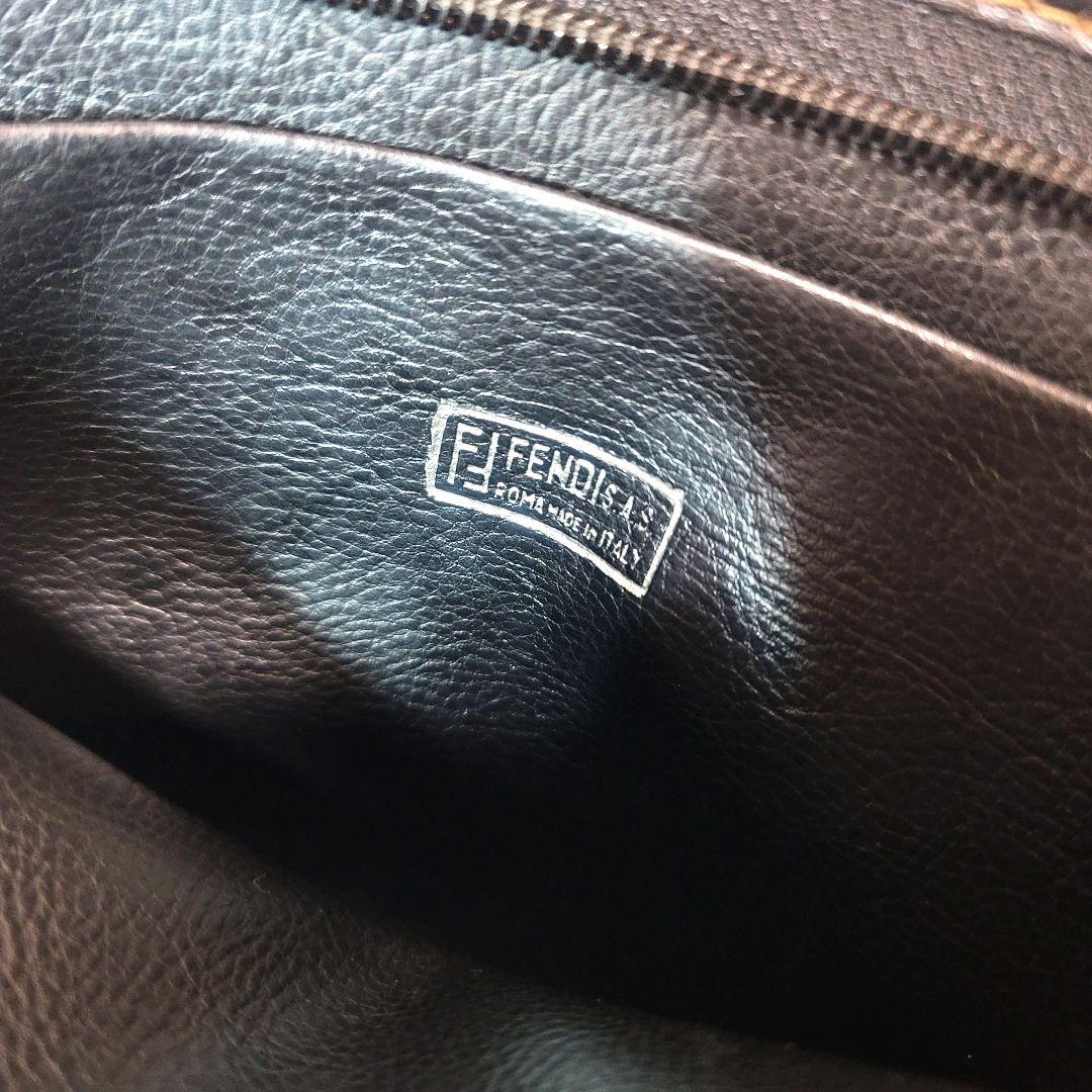 【美品】FENDI ポーチ ズッカ キャンバス ブラウン セカンドバッグ レザー