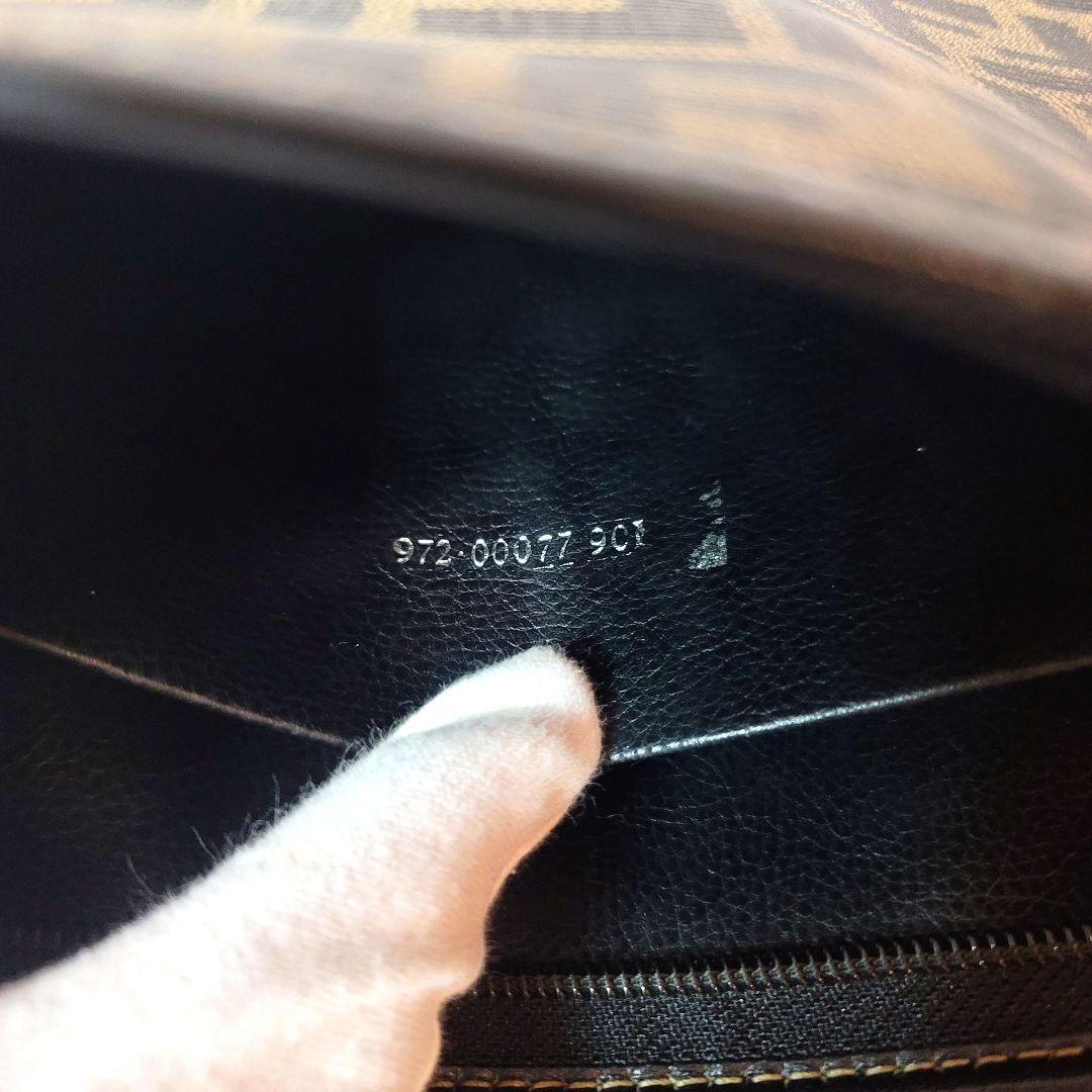 【美品】FENDI ポーチ ズッカ キャンバス ブラウン セカンドバッグ レザー