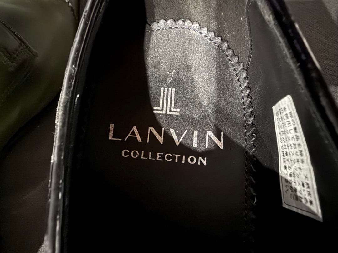 ランバン　オリーブグリーン レザードレスシューズ　美品