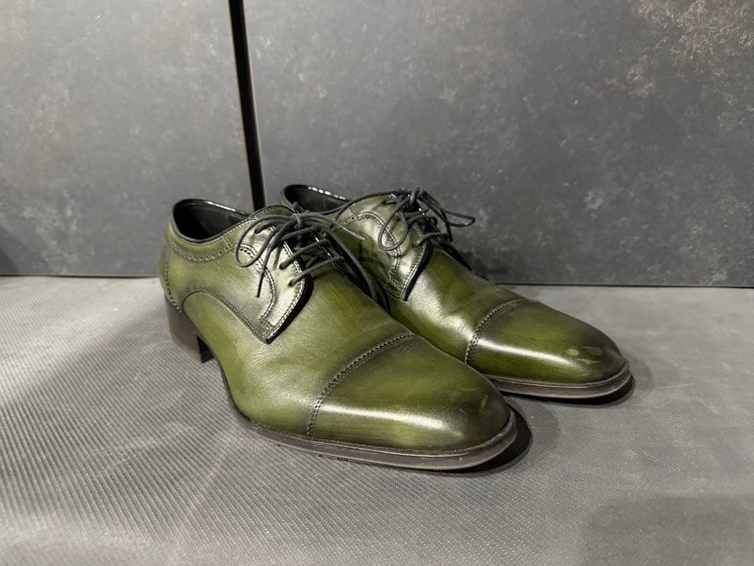 ランバン　オリーブグリーン レザードレスシューズ　美品