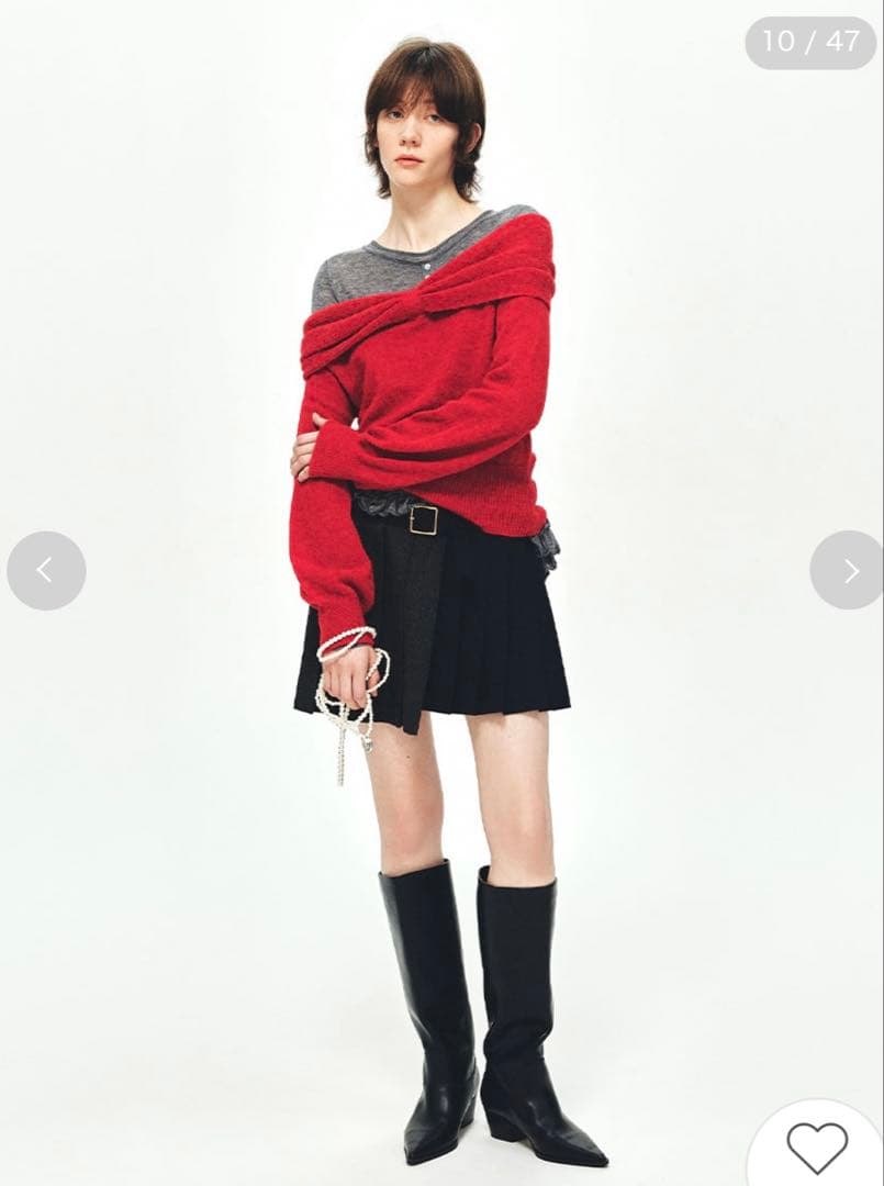 【じゅり】FUR FUR 裾フリルジャージートップス グレー