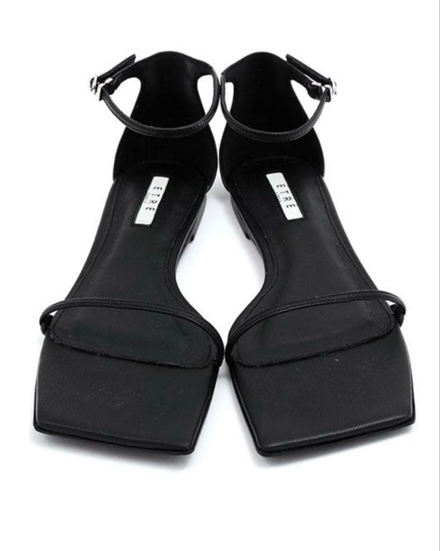 ワイドスクエアトゥフラットシューズ - BLACK M