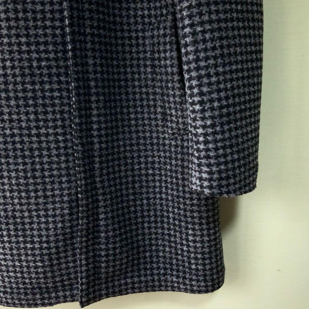 KIREDキーレッド フーデッドコート 伊製ハウンドトゥース グレーブラック