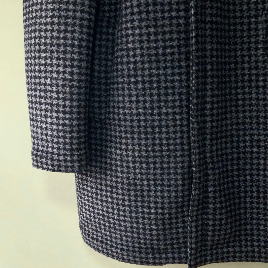 KIREDキーレッド フーデッドコート 伊製ハウンドトゥース グレーブラック