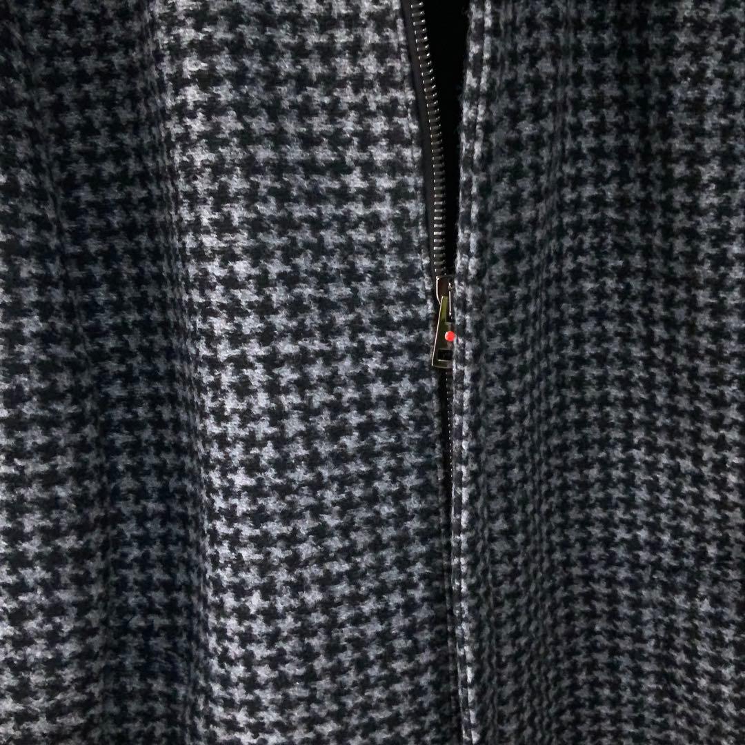 KIREDキーレッド フーデッドコート 伊製ハウンドトゥース グレーブラック