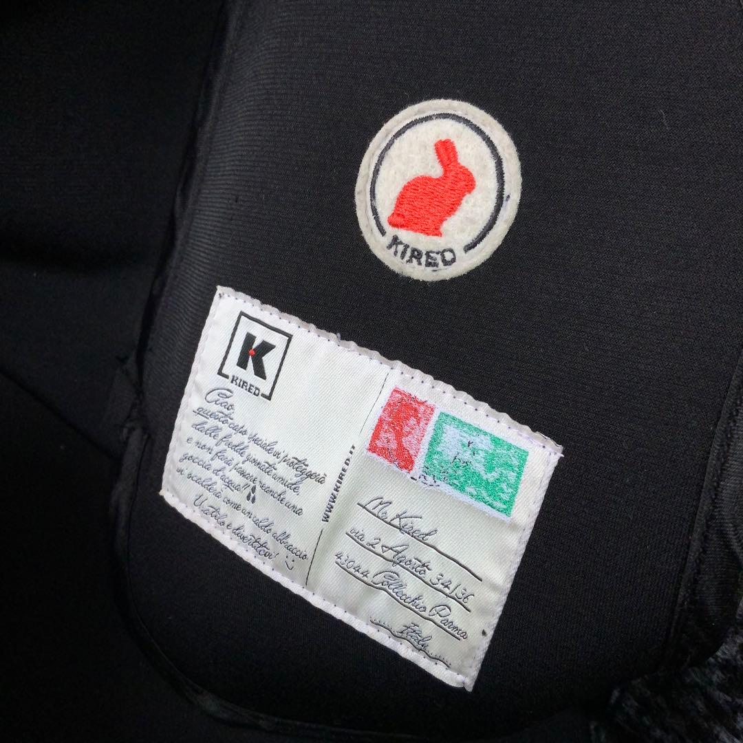 KIREDキーレッド フーデッドコート 伊製ハウンドトゥース グレーブラック